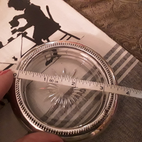 VTG. LEONARD, ITALY SILVERPLATED CRYSTAL COASTERS - Picture 8 of 14